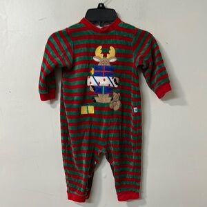 Little Me Red and Green Jumpsuit with Festive Design vintage 90’s